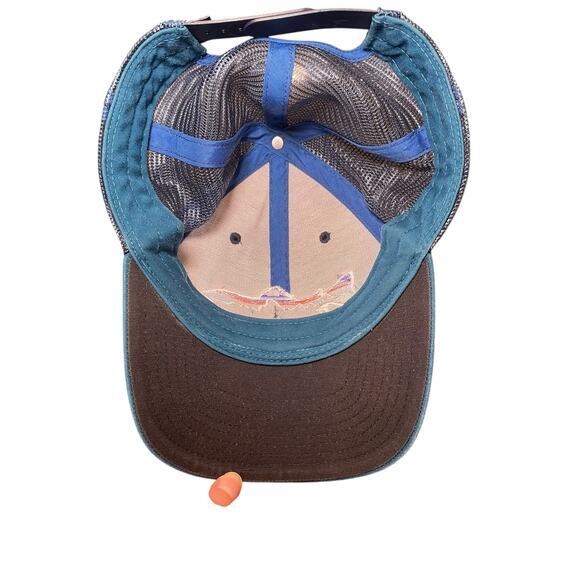 Patagonia Fitz Roy Trout Trucker Hat Men Navy‎ Blue Teal Fish Logo Adjustable - Picture 7 of 7